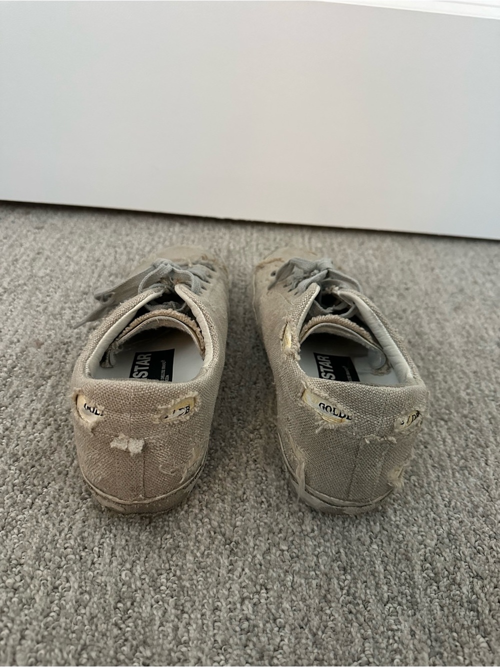 Golden Goose Linen Sneakers with Silver Glitter Star - Picture 6 of 10